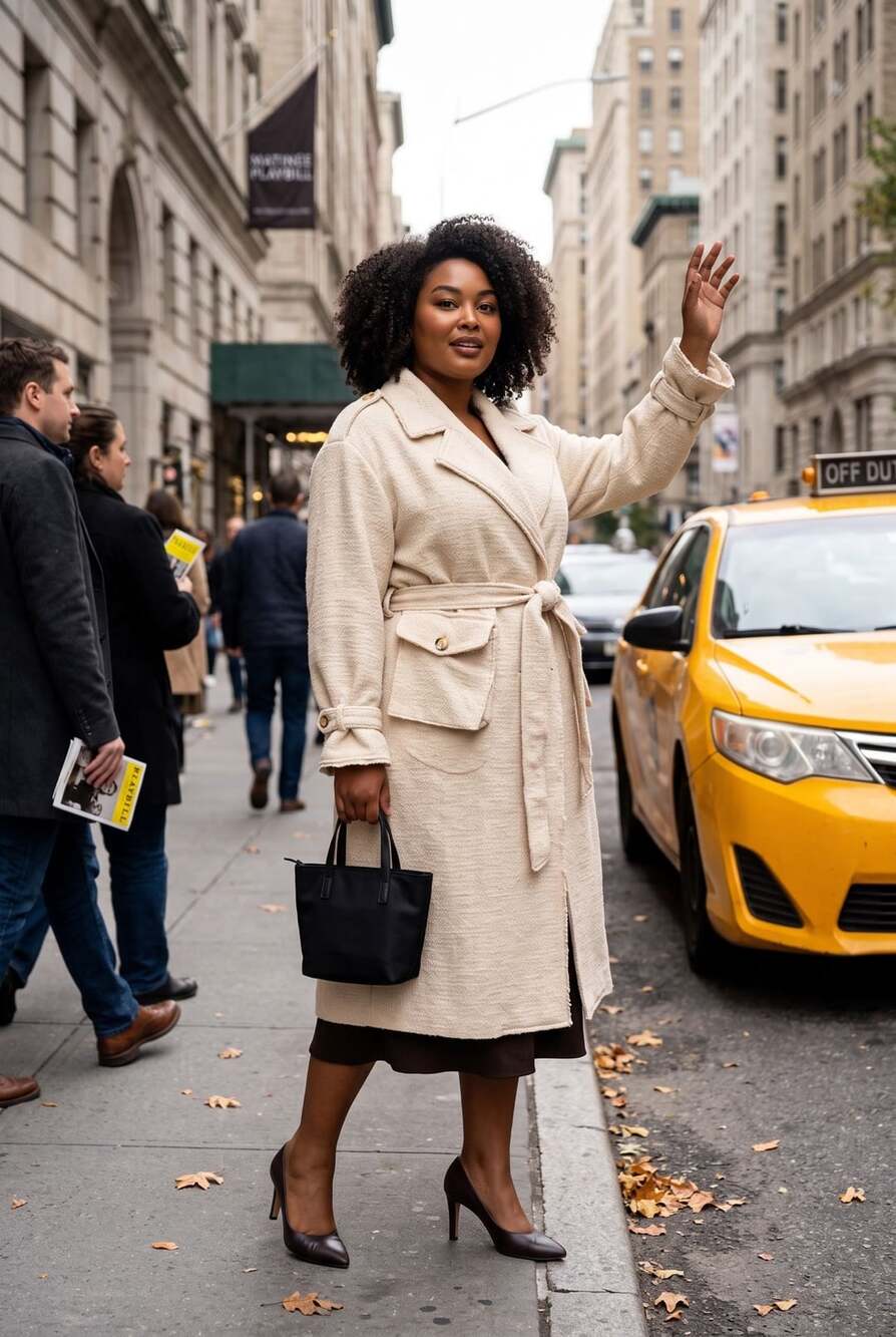 Future Collective Cream Boucle Frayed Edge Trench Coat